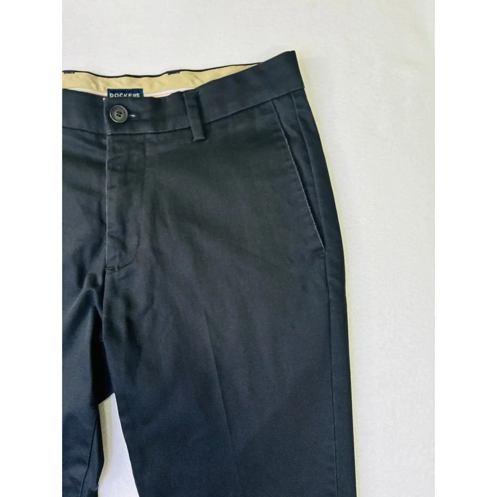 Dockers Flex Comfort Slim Fit Chinos Mens Black Flat Front Trousers 30x28